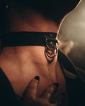 Choker 2 D ring en latex unisexe
