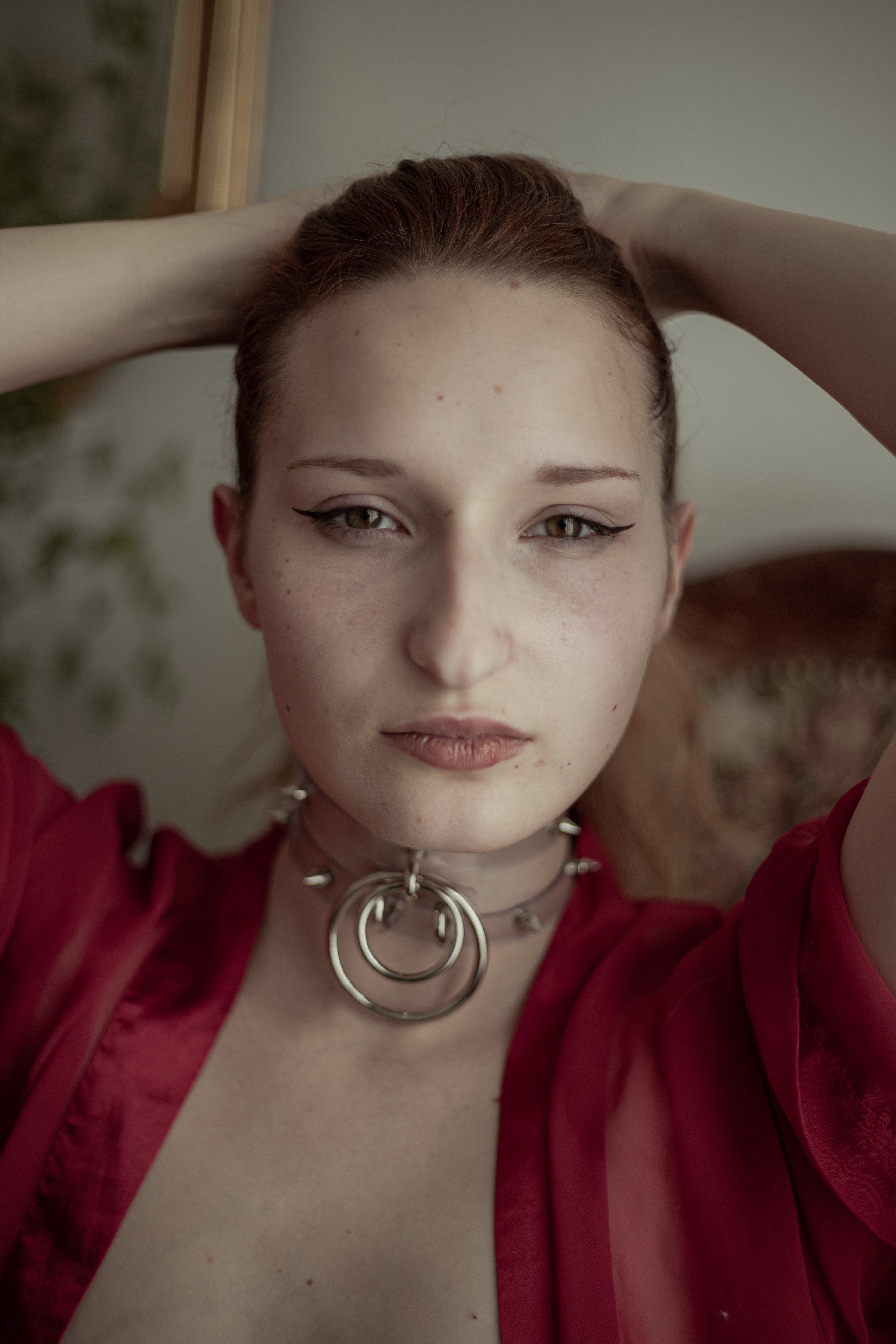 Choker double bande O ring en PVC unisexe