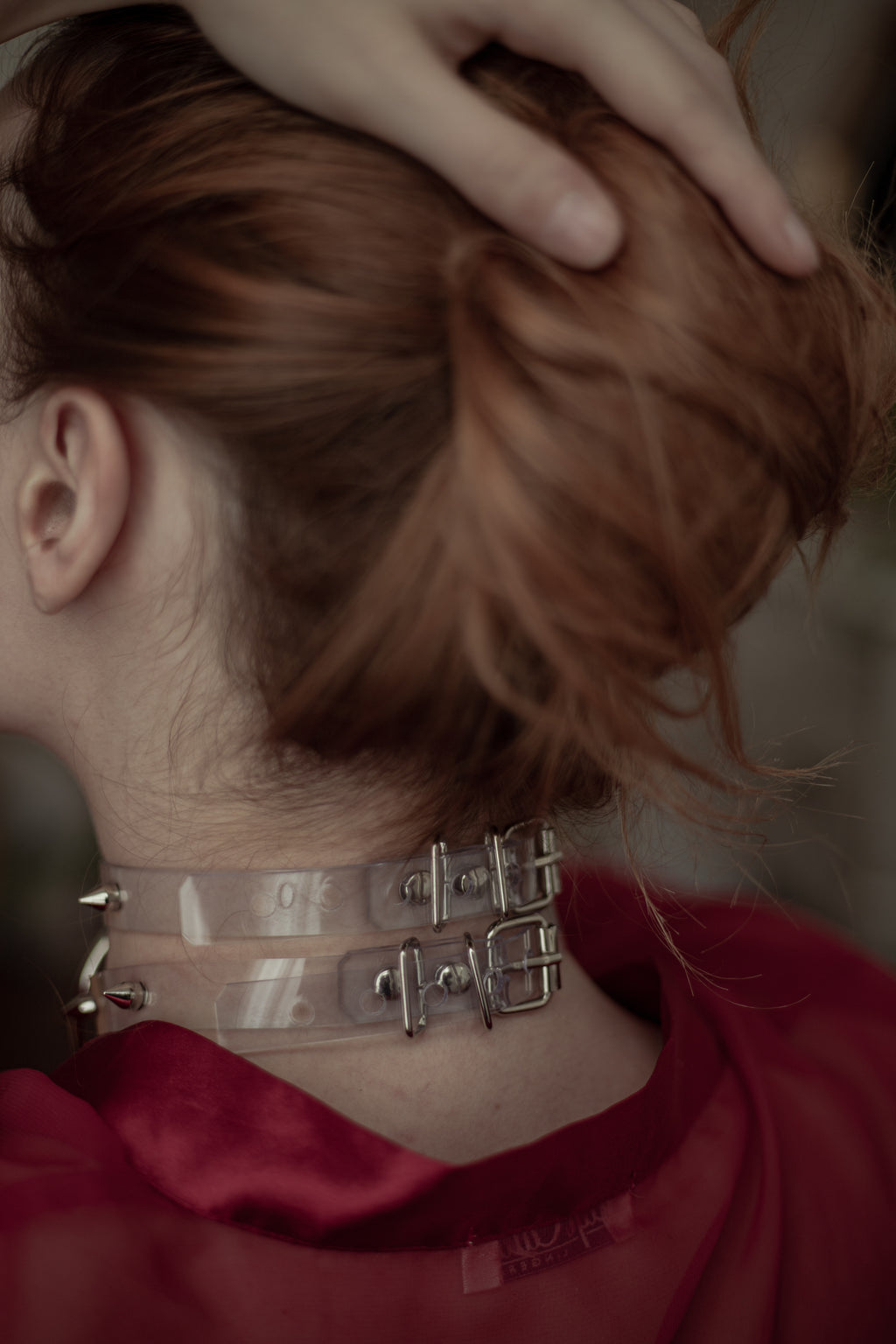 Choker double bande O ring en PVC unisexe